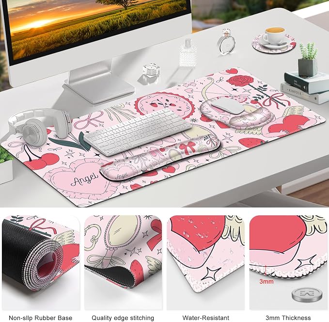 Gaming Mouse Pad, 4in1 XXL Mousepad Large Desk Mat, Cute Desk Pad Protector - Image 8