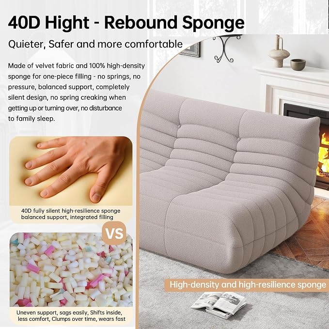 WHGBJA Loveseat Bean Bag Chair for Adults, Comfy Beanbag with Memory Foam | Floor Sofa Chair for Gaming, Reading, Bedroom, Living Room, Boneless, Ergonomic - Image 4