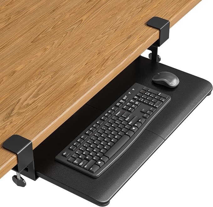 BONTEC Under Desk Keyboard Tray, Pull-Out Keyboard & Mouse Platform by BONTEC