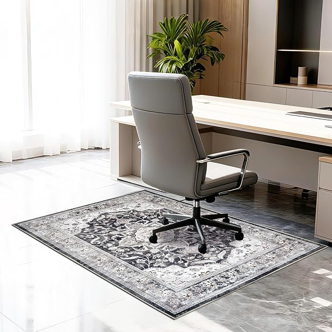 Office Chair Mat for Hardwood Tile Floor, 36"x48"Anti-Slip Under Desk Carpet Protector for Rolling Computer Chair Mat, Machine Washable Office Area Carpet (Chenille,Brown) by Ufeekare