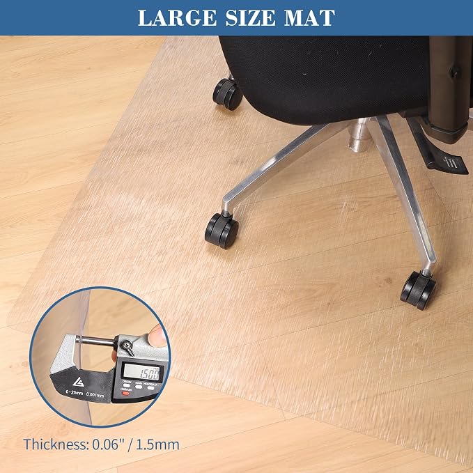 Clear Chair Mat, TYDLE 50" x 65" Large Office Chair Mat for Hard Floor, Vinyl Floor Mat for Gaming Chairs, Slip Resistant Floor Protector Rolling Computer Desk Mat for Hardwood Floor, Clear - Image 3
