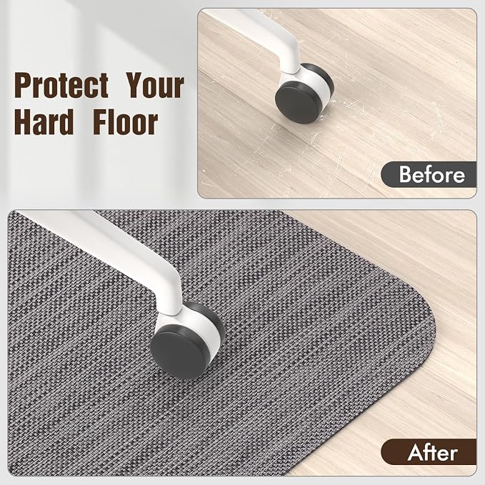 Blvornl Office Chair Mat for Hardwood Floors, Anti-Slip PVC, 35.4"x 55" | Dark Grey, Waterproof, easy to clean, suitable for hardwood, laminate, Rattan Woven Pattern, Durable Solid PVC Material - Image 4