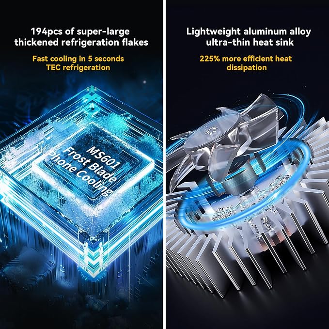 Magnetic Cell Phone Cooler for Gaming,Portable Mobile Phone Cooling Fan Lightweight Quiet with RGB Ligh - Image 3