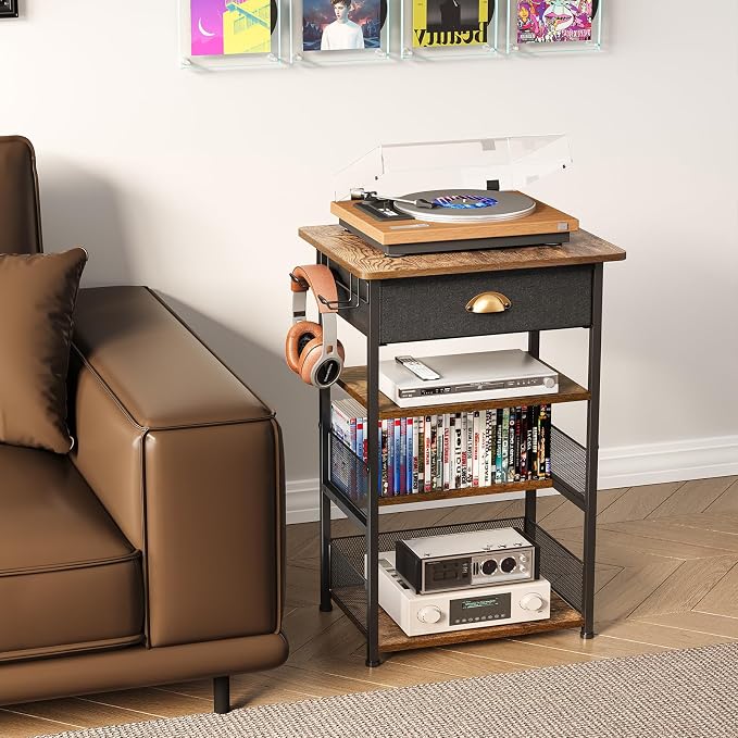 Hongtamoya 4-Tier AV Media Stand with Drawer, Gaming Console Shelf - Image 10