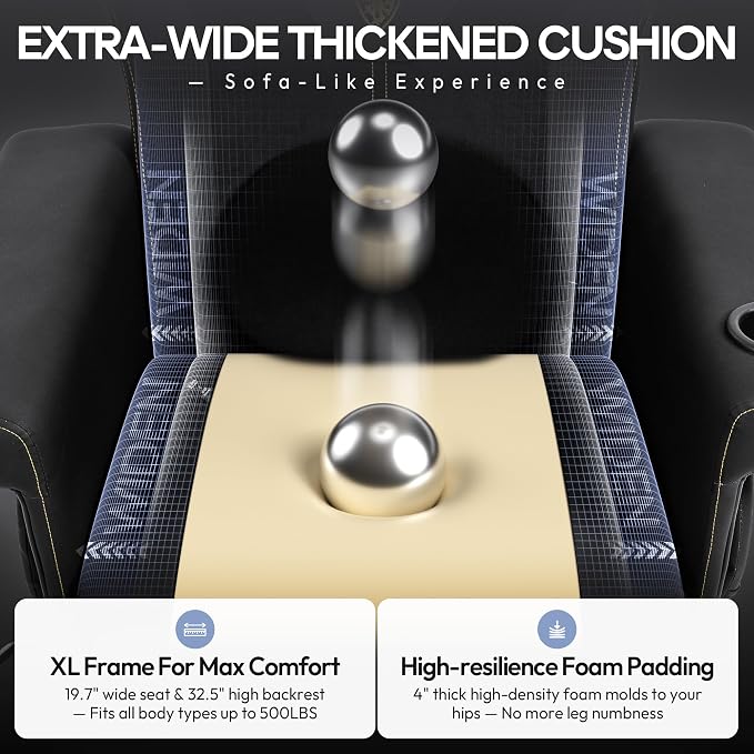 Dowinx Gaming Recliner Chair No Wheels with Footrest Shtasu Massage Lumbar | Racing Style Ergonomic High Back Recliner Heavy Duty, Wider Backrest Thick Cushion for Home Long Gaming Session BlackYellow - Image 5