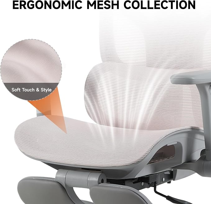 Korser Ergonomic Mesh Office Chair with Footrest, Big and Tall Desk Chair with 4D Flip-Up Arms, Auto-Tracking Lumbar Support, 3D Headrest, High Back Computer Gaming Chair for Home Office, Pink - Image 8