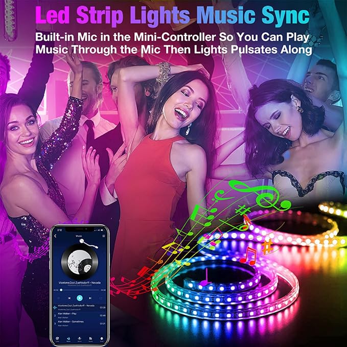 REEMEER 130ft Led Lights for Bedroom, APP Control Music Sync Color Changing Led Lights, Led Strip Lights with Remote for Room, Kitchen Party,Home Decoration - Image 2