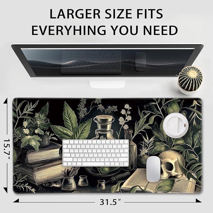 Gothic Dark Botanical Large Gaming Mouse Pad Desk Mat 31.5"x15.7" | Extended Mousepad, Non-Slip Rubber Base , Stitched Edges, for Computer/Laptop/Office/Home - Image 4