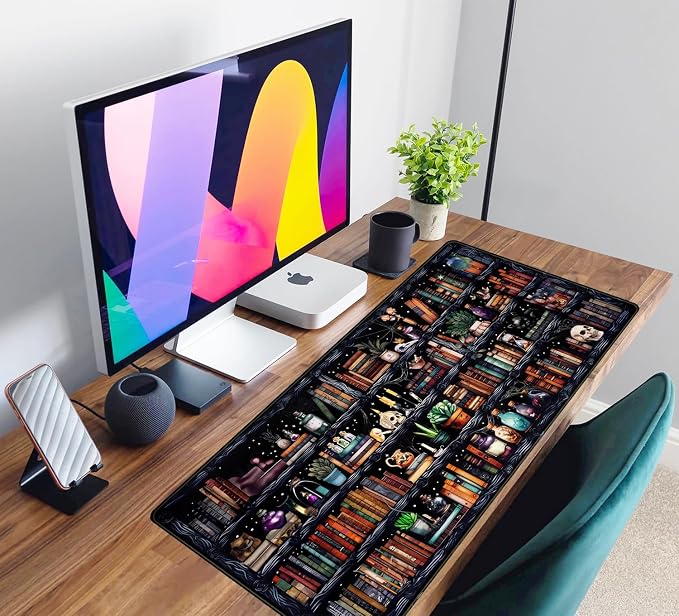Desk Mat Forest Library Book Mouse Pad Big Desk Pad XXL Extended Gaming Large Mouse Pad for Desk Rubber Base Mousepad with Stitched Edges, Keyboard Mouse Mat for Work Game Office Home 31.5x15.7 in - Image 6