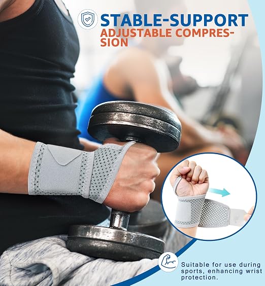 HiRui 2-Pack Ultra-Thin Mesh Wrist Wraps - Breathable, Adjustable Wrist Support for Workouts & Daily Use - Unisex Wrist Brace for Pain Relief, Tendonitis, Carpal Tunnel - One Size Fits All (Gray) - Image 2