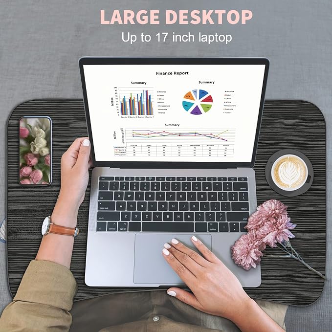 Fayquaze Lap Laptop Desk, Portable Foldable Laptop Bed Table with Storage Drawer and Cup Holder, Lap Desk Lap Bed Stand Tray Table Serving Tray for Eating, Reading and Working - Image 3