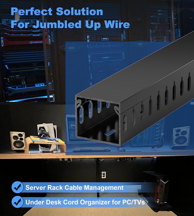 1.4"H x 1.6"W Cable Raceway, 66in Under Desk Wire Management Channel, Black - Image 5