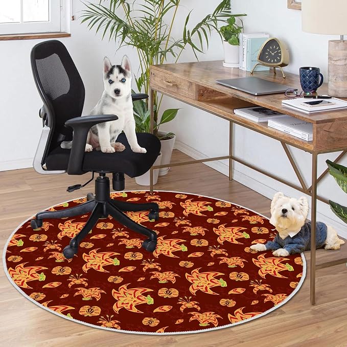 4ft/48in Home Office Chair Mat for Hardwood Floor, Anti-Slip Desk Chair Mats, Computer Gaming Chair Mats for Rolling, Low Pile Carpet Floor Chair Mat(Red-1) - Image 2