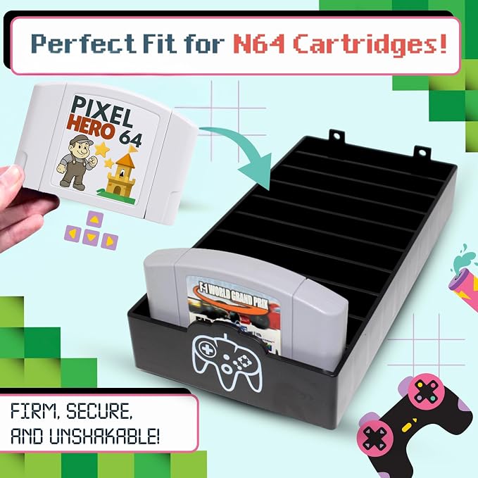 Skywin N64 Game Storage, Durable Polyethylene N64 Game Holder - 2 Pack - Image 2