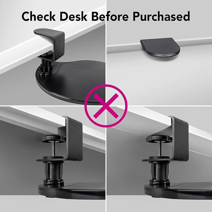 EHO Clamp-On Mouse Platform with Gel Wrist Rest, 360° Rotating Under Desk Mouse Tray with Slide-in Storage, Ergonomic Space-Saving Armrest for Left or Right-Hand Use, TAA-Compliant - Image 6