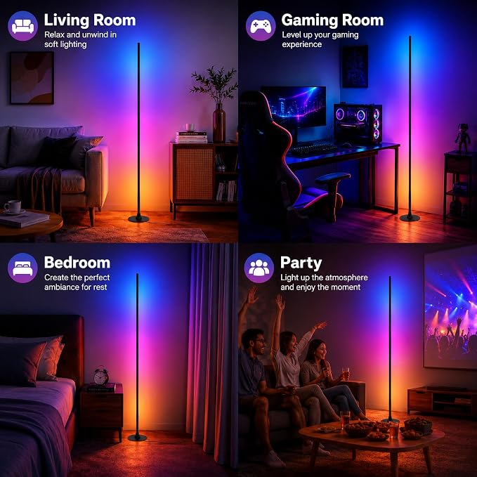 sylvwin Corner Floor Lamp,Smart Ambient Light for Gaming Room - Image 8