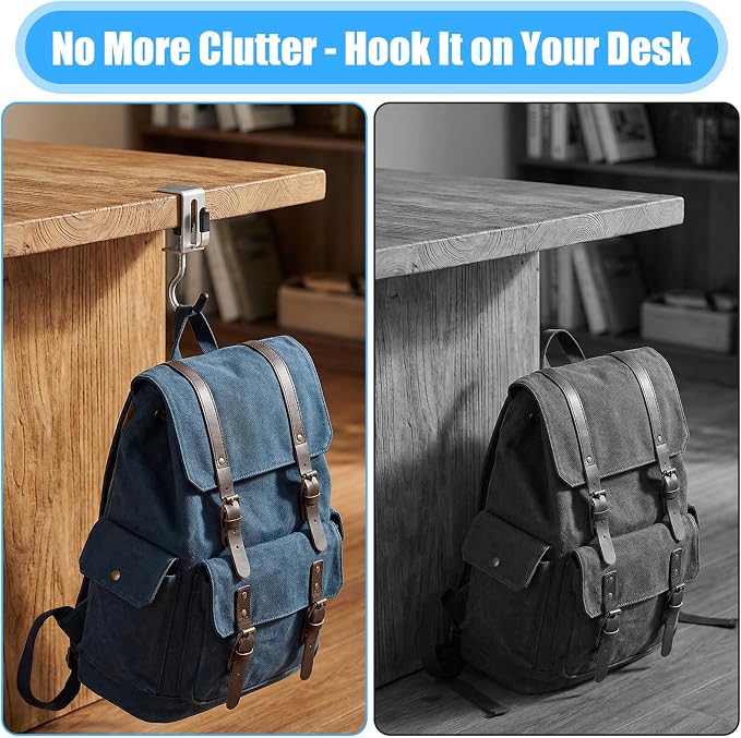 Molain 8 Pack Adjustable Purse Hooks for Table and Desk, Double-Headed - Image 3