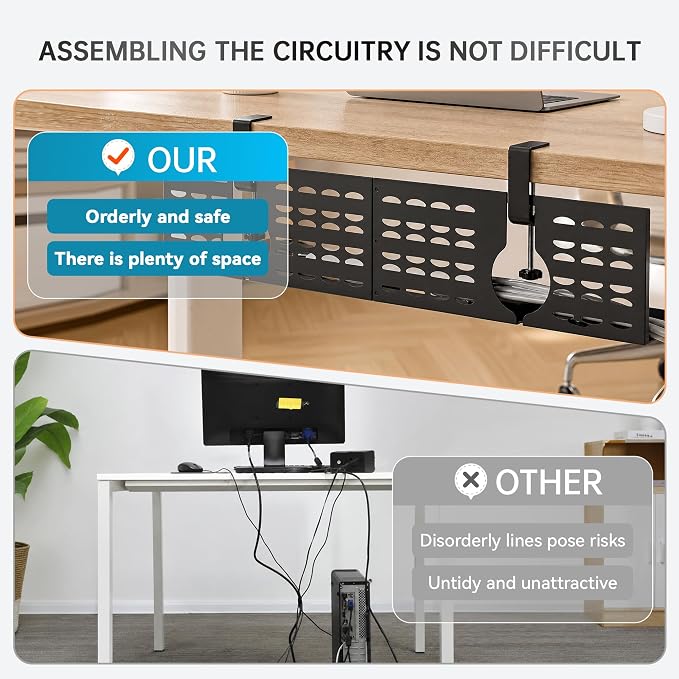 Under Desk Cable Management Tray, Expandable Metal Organizer - Image 8