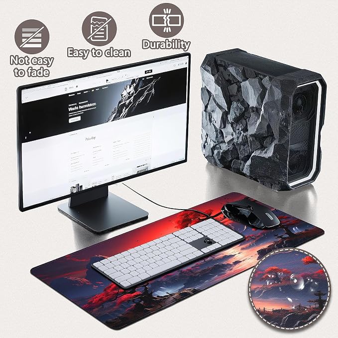 Gaming Mouse Pad - (31.5"×11.8") Japanese Anime Large Mouse Pads for Desk - Desk Mat for Keyboard and Mouse with Non-Slip Base, Desks Pad Matfor Game/Office & Home - Image 4