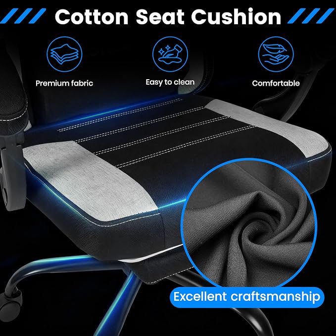 Gaming Chair, Ergonomic Computer Chair with Footrest and Lumbar Support, Height Adjustable Office Chair with 360° Swivel Seat and Headrest - Image 5