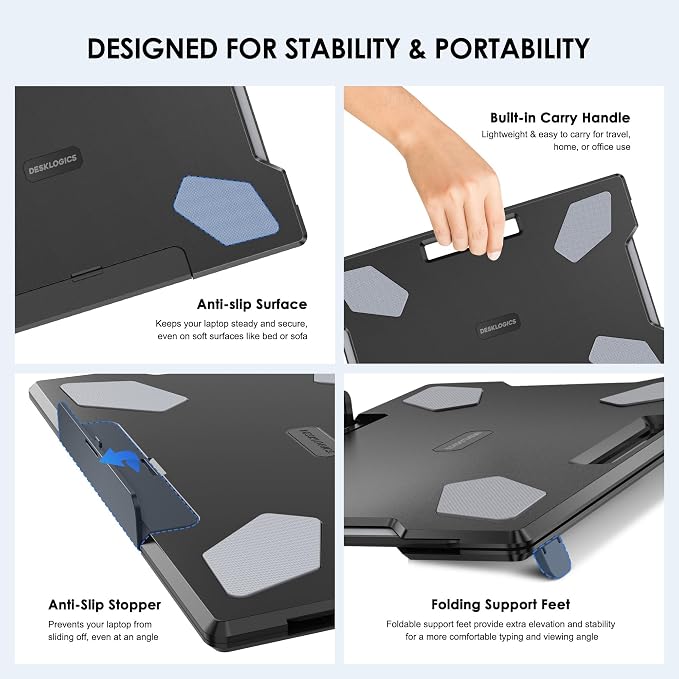 Laptop Lap Desk for Bed & Couch, Portable Laptop Lap Pad with Retractable Left/Right Mouse Pad, Stable & Comfortable Lap Tray for Sofa, Travel, Writing & Home Office - Image 7