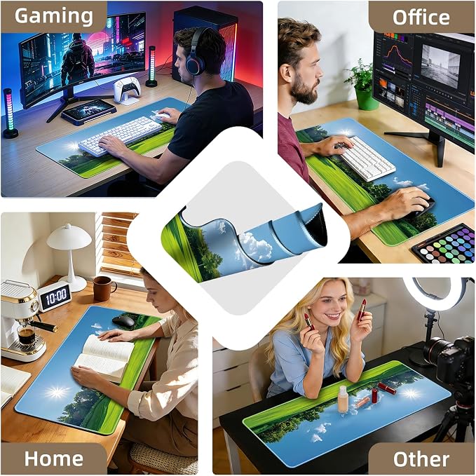 Galdas Gaming Mouse Pad XXL XL Large Long Extended Big Mousepad Non-Slip Rubber Keyboard Mouse Pad with Stitched Edges for Laptop Home Office (31.5x11.8x0.08 Inch) … (Grass) - Image 4