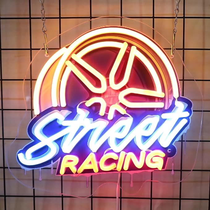 Wheel Neon Sign Car Led Light Up Sign Pop Art With UV Printed background Room Wall Decor Man Gaming Room, Kids Room, Bar Decoration, Birthday Party Gifts - Image 2
