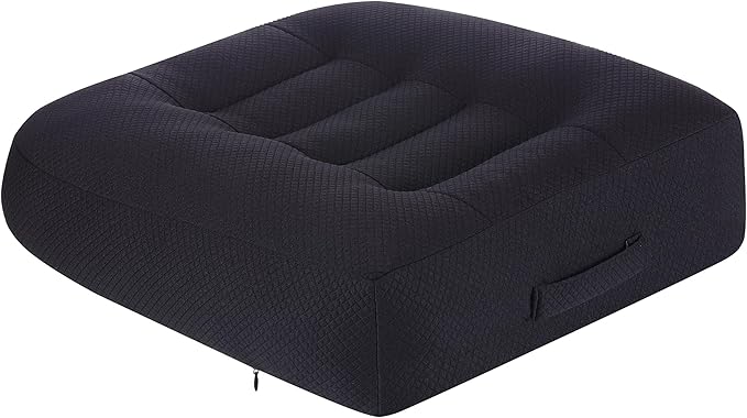 WSGJHB Office Chair Cushion Pillow Adult Seat Cushions for Short People | Car Booster Effectively Increase Field of View Lower Back Fatigue Relief, Cars Office Home Anti-Slip 18x18x4.7"Black-Medium by SeatCushionforOfficeChairCar