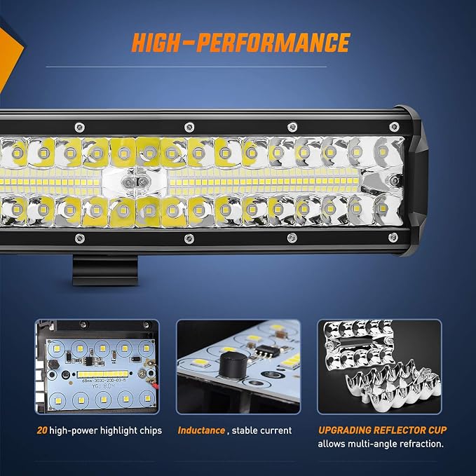 Nilight LED Light Bar 2Pcs 12 Inch 300W Triple Row Flood Spot Combo 30000LM Driving Lights with Off Road Wiring Harness Kit -2 Leads for Trucks ATV UTV SUV, 2 Years Warranty - Image 5