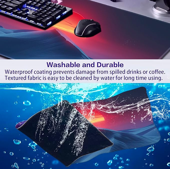 Mountain Top Scenery Mouse Pad Sunset Mountain Computer Decorative Desk Pad | Large Extended Mouse Pad; Full Desk Coverage; Waterproof Coating; Stable Anti-Slide Base For Gaming, Office, Study Daily Use - Image 6