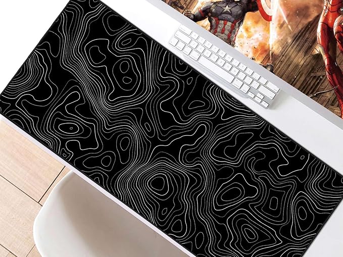 JIALONG Black Topographic Large Gaming Mouse Pad, XXL Mousepad, Big Mouse Mat Desk Pad for Keyboard and Mouse, Gaming Computer Laptop PC Desk Office Accessories - Image 7