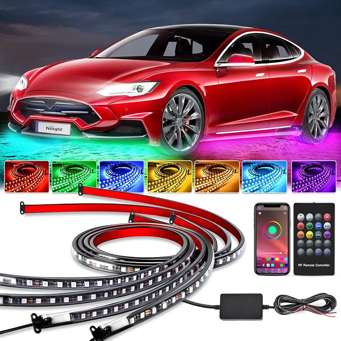 Nilight 4PCS RGB LED Underglow Lights Strip with APP & Remote Control by Nilight