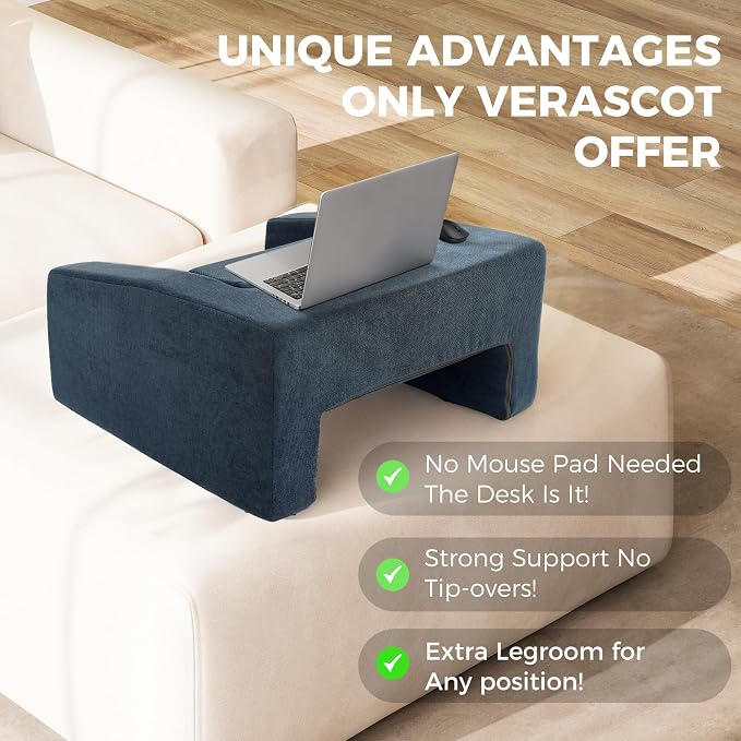 Reading Pillow for Gaming Lap Desk Pillow for Laptop with Pocket Foldable Memory Foam Bed Desk for Reading Working Crocheting Gaming Arm Rest on Bed/Sofa/Floor/Couch/Car (Dark Grey Foldable) - Image 2