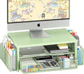 OPNICE Desk Organizers and Accessories, Computer Monitor Stand Riser with Drawer and 2 Pen Holders, Printer & Laptop Stand, Office Desk Accessories & Workspace Organizers for Home Office Supplies, Green by OPNICE