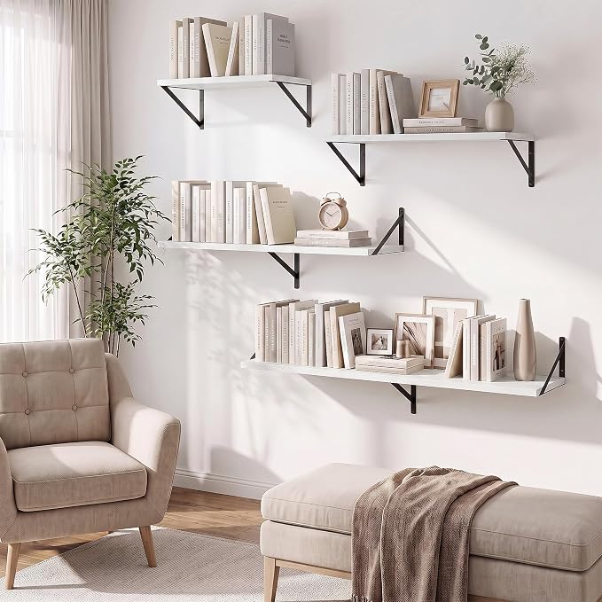 Axeman Deep Floating Shelves, 18'' x 10'' White Wall Shelves Set of 2 - Image 8
