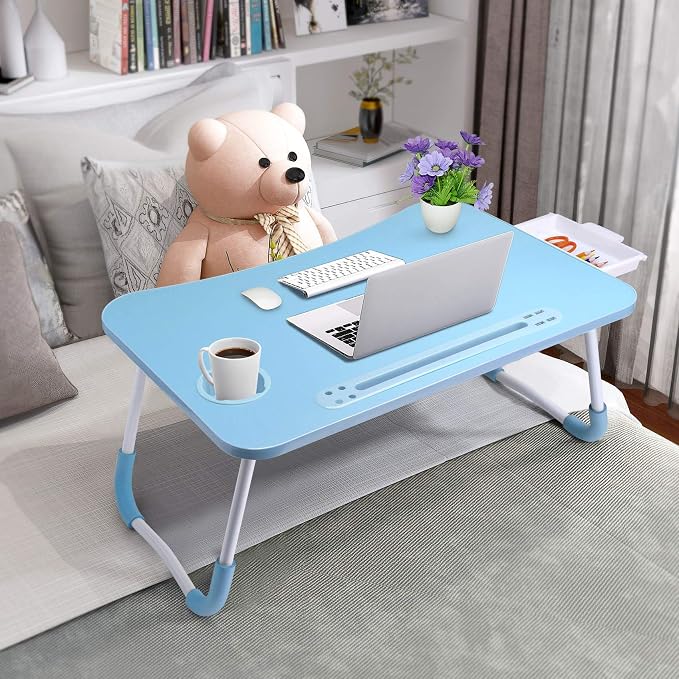 Slendor Bed Desk for Laptop and Writing with Storage, Cup Holder, Light - Image 3
