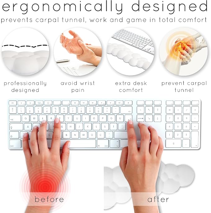 Cloud Keyboard Wrist Rest – Create-ables Qloud Cloud Wrist Rest for Computer Keyboard and Mouse, Ergonomic Memory Foam Wrist Pad with Non-Slip Base, Includes Cloud Mouse Pad – Dark Teal - Image 6