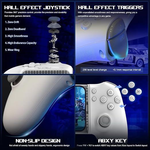 arVin USB C Mobile Gaming Controller for iPhone 17/16/15 Series & Android (USB-C) Plug & Play - Remote Play for PS5/PS4/Xbox/PC Consoles, Cloud Game, Emulator, with Hall Effect Joysticks/Turbo/Back keys - Image 4