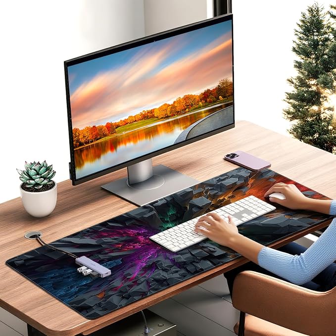 Large Gaming Mouse Pad, Colorful 3D Explosion Pattern, 35.4 x 15.7 Inches, Non-Slip Base, Waterproof, XXL Desk Mat - Image 2