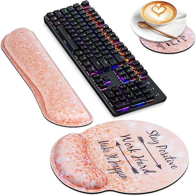 Mouse Pad with Wrist Rest, Canjoy 3-in-1 Keyboard Wrist Rest + Mousepad Set by Canjoy