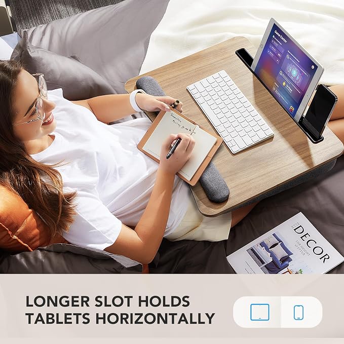 HUANUO Laptop Lap Desk with Cushion, Fit up to 17" Laptops, Woodgrain - Image 7