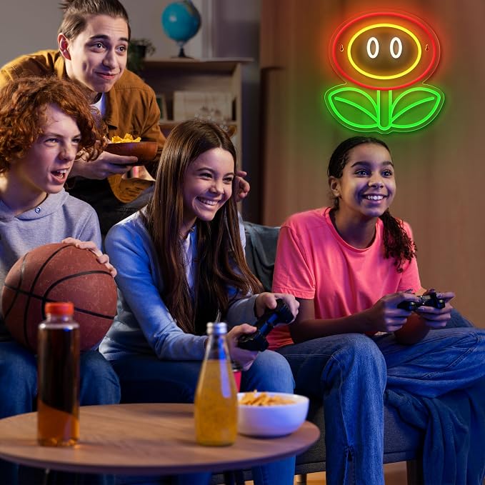 Fire Flower Neon Sign, Dimmable Gaming Neon Sign for Man Cave,Bedroom, Gamer Room, Living Room, Party Wall Decor, Birthday Christmas Gifts - Image 7