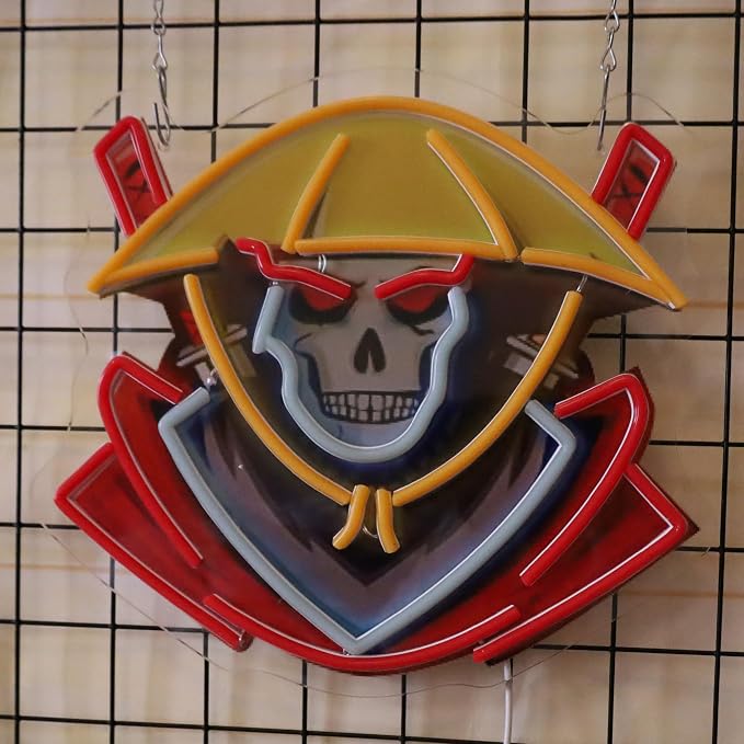 Samurai Skull Led Neon Sign Light Neon Sign Led Light Up Sign Pop Art With UV Printed background Room Wall Decor Man Gaming Room, Kids Room, Bar Decoration, Birthday Party Gifts - Image 2