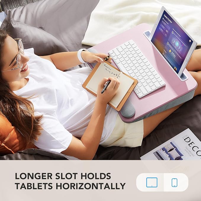HUANUO Laptop Lap Desk with Cushion, Fit up to 15.6" Laptop, Pink - Image 5
