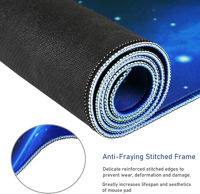 Extended Large Mouse Pad, Gaming Mouse Pad with Nonslip Base (31.5X15.7In) Heavy/Thick, Comfy, Waterproof Computer Keyboard Pad Mat for Esports Pros/Gamer/Desktop/Office/Home-Blue - Image 2