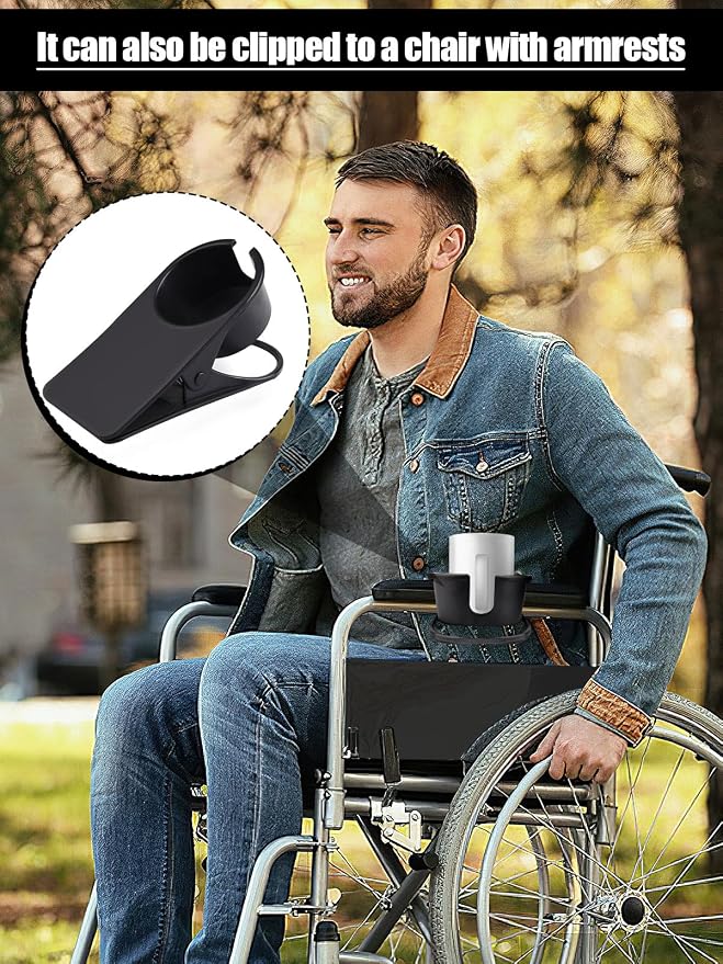 2PCS Clip on Drink Holder for Beach Chair, Desk Cup Holder with Groove - Image 5