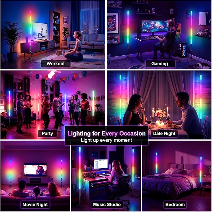 4 Pack RGB Tube Lights with Tripod Stand, 4FT LED Video Light Bar, Music Sync, 5200mAh Rechargeable Battery, App & Remote Control, Dimmable RGB Photography Lighting for Streaming, DJ, Party - Image 5