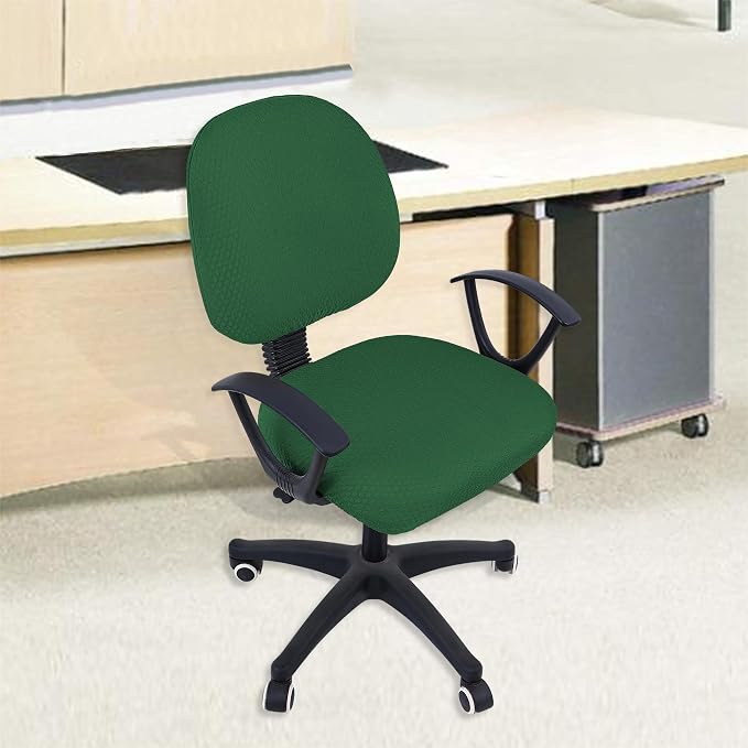 Smiry Office Computer Chair Covers for Desk Rotating Chair Protector | Stretch Jacquard Removable Washable Universal Slipcovers, Seat + Backrest Cover, Emerald Green - Image 8