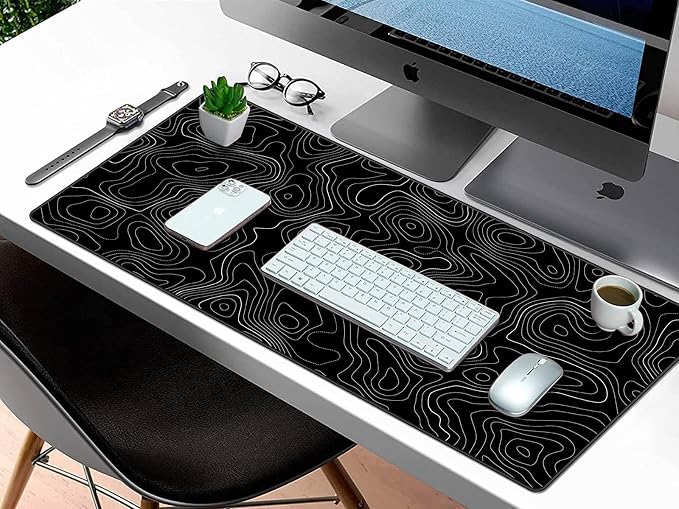 Rinaze Extra Large Gaming Mouse Pad with Black Topographic, XXL Mousepad, Big Mouse Mat Desk Pad, Non Slip Keyboard Pad for Gaming Computer Laptop PC Office Desk Accessories - Image 7