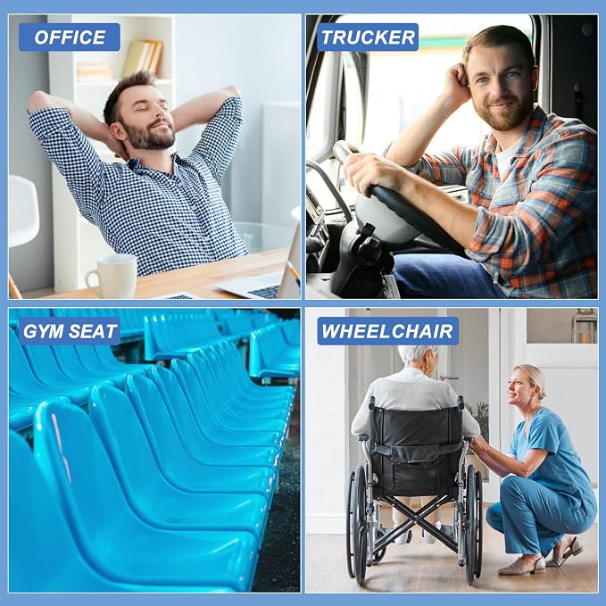 LYUANEC Gel Seat Cushion for Long Sitting - 18.5" x 17" x 1.4" (Large＆Soft) | Zero Gel Cushions for Pressure Relief, Honeycomb Gel Seat Cushion, Ergonomic Silicone Seat Cushion for People Over 100 lbs - Image 7